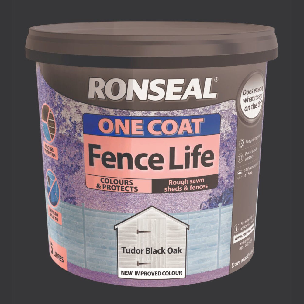 Ronseal One Coat Fence Life Tudor Black Oak 5L