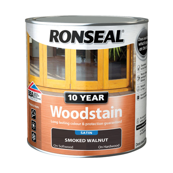 Ronseal 10 Year Woodstain Smoked Walnut Satin 750ml