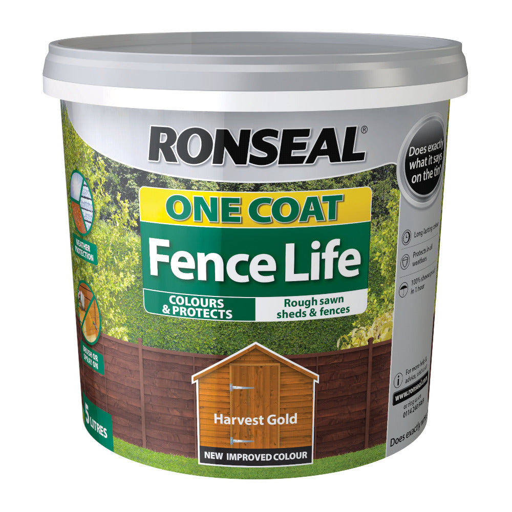Ronseal One Coat Fence Life Harvest Gold 5L