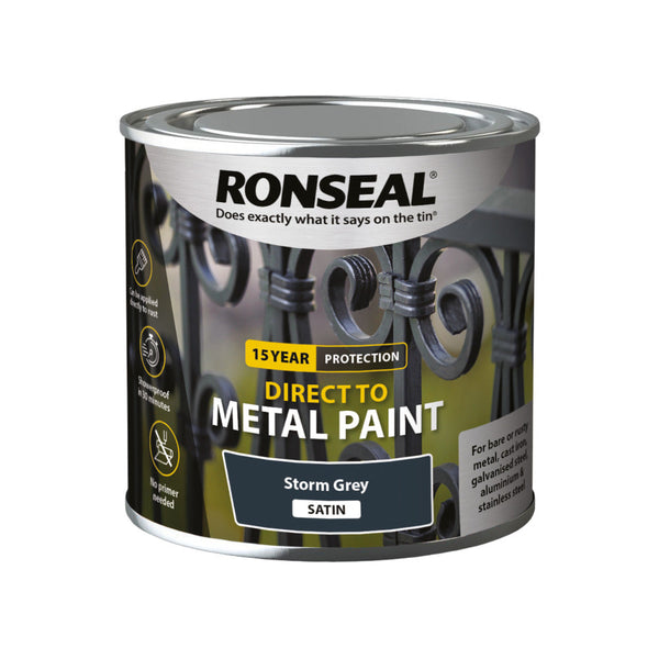 Ronseal Direct to Metal Paint Storm Grey Satin 250ml
