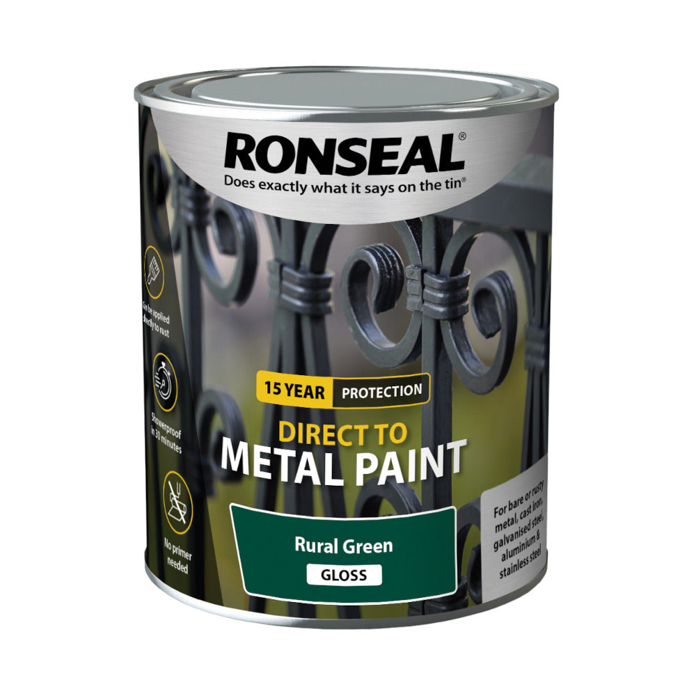 Ronseal Direct to Metal Paint Rural Green Gloss 750ml