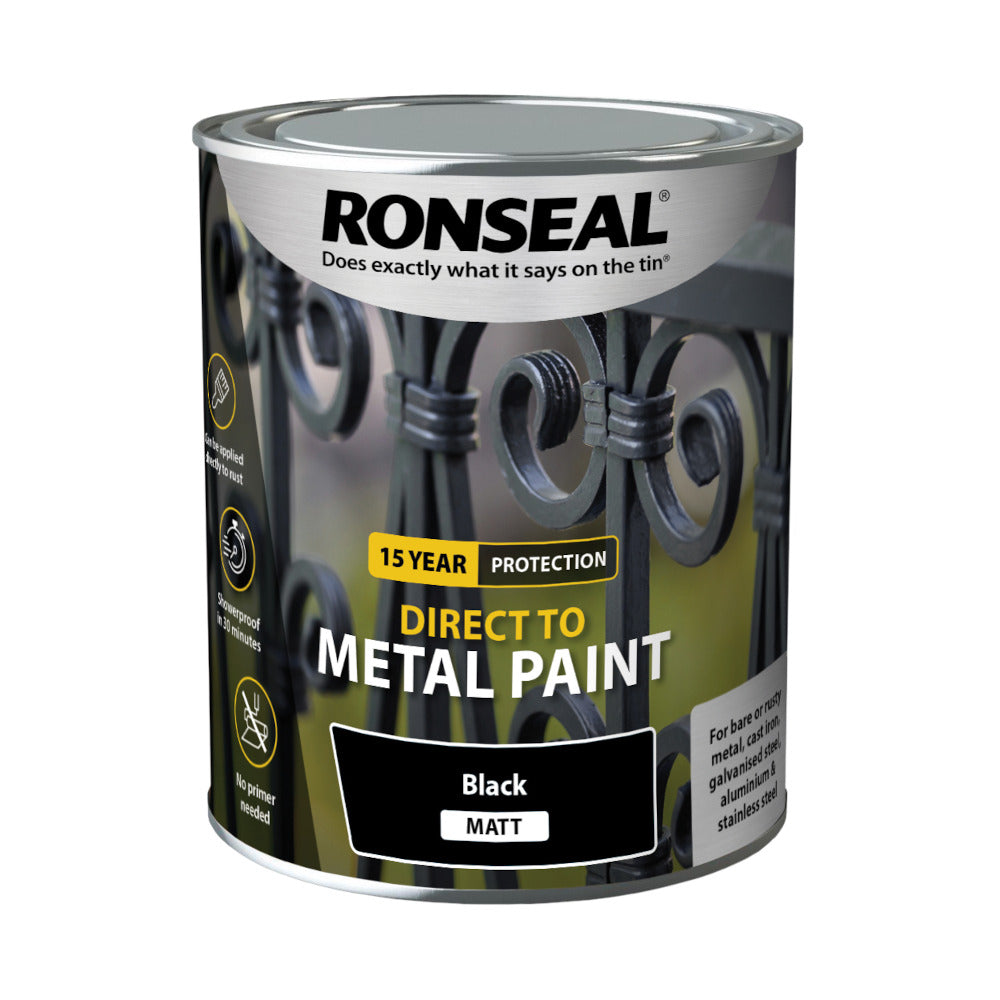 Ronseal Direct to Metal Paint Black Matt 750ml