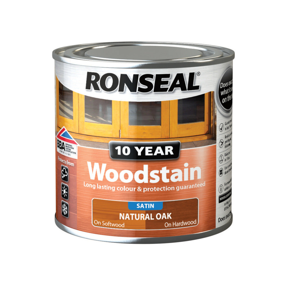 Ronseal 10 Year Woodstain Natural Oak Satin 250ml