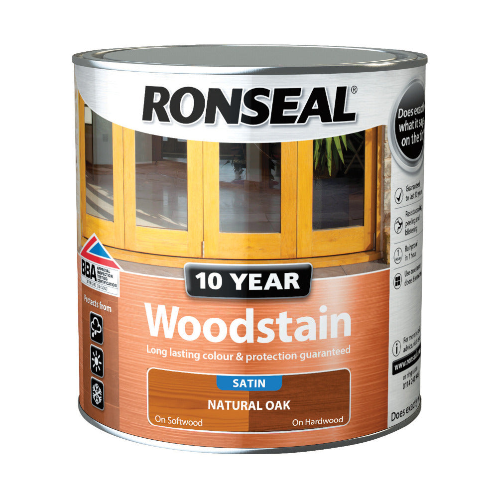 Ronseal 10 Year Woodstain Natural Oak Satin 2.5L