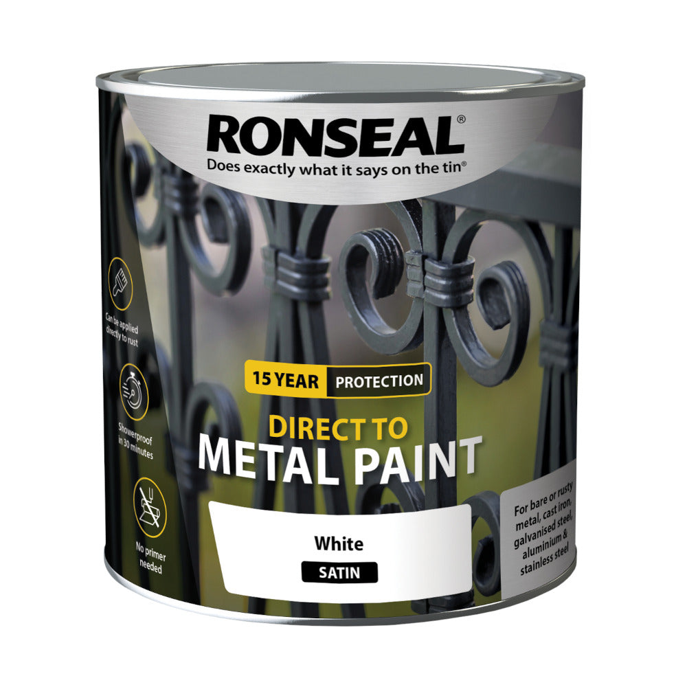 Ronseal Direct to Metal Paint White Satin 2.5L