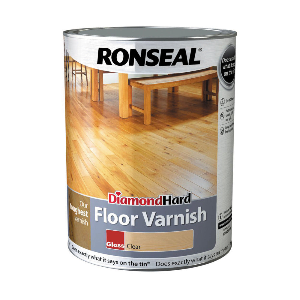 Ronseal Diamond Hard Floor Varnish Clear Gloss 5L