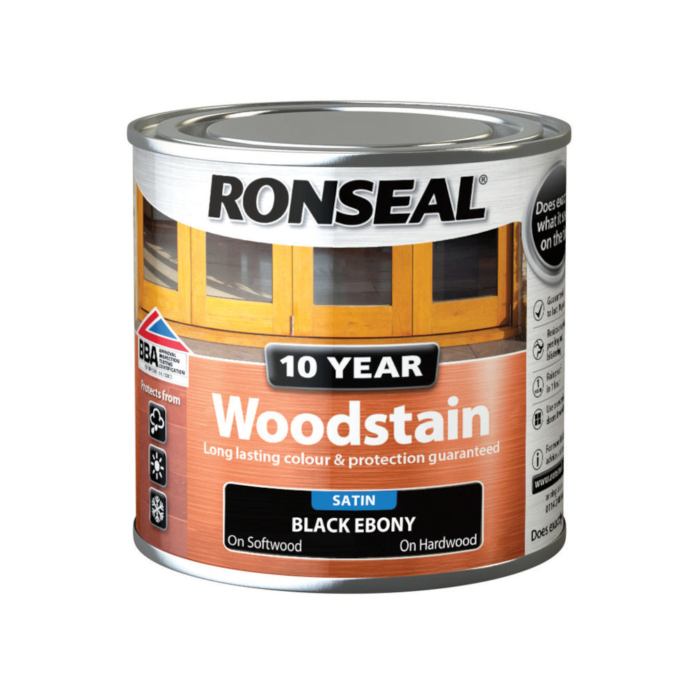 Ronseal 10 Year Woodstain Ebony Satin 250ml