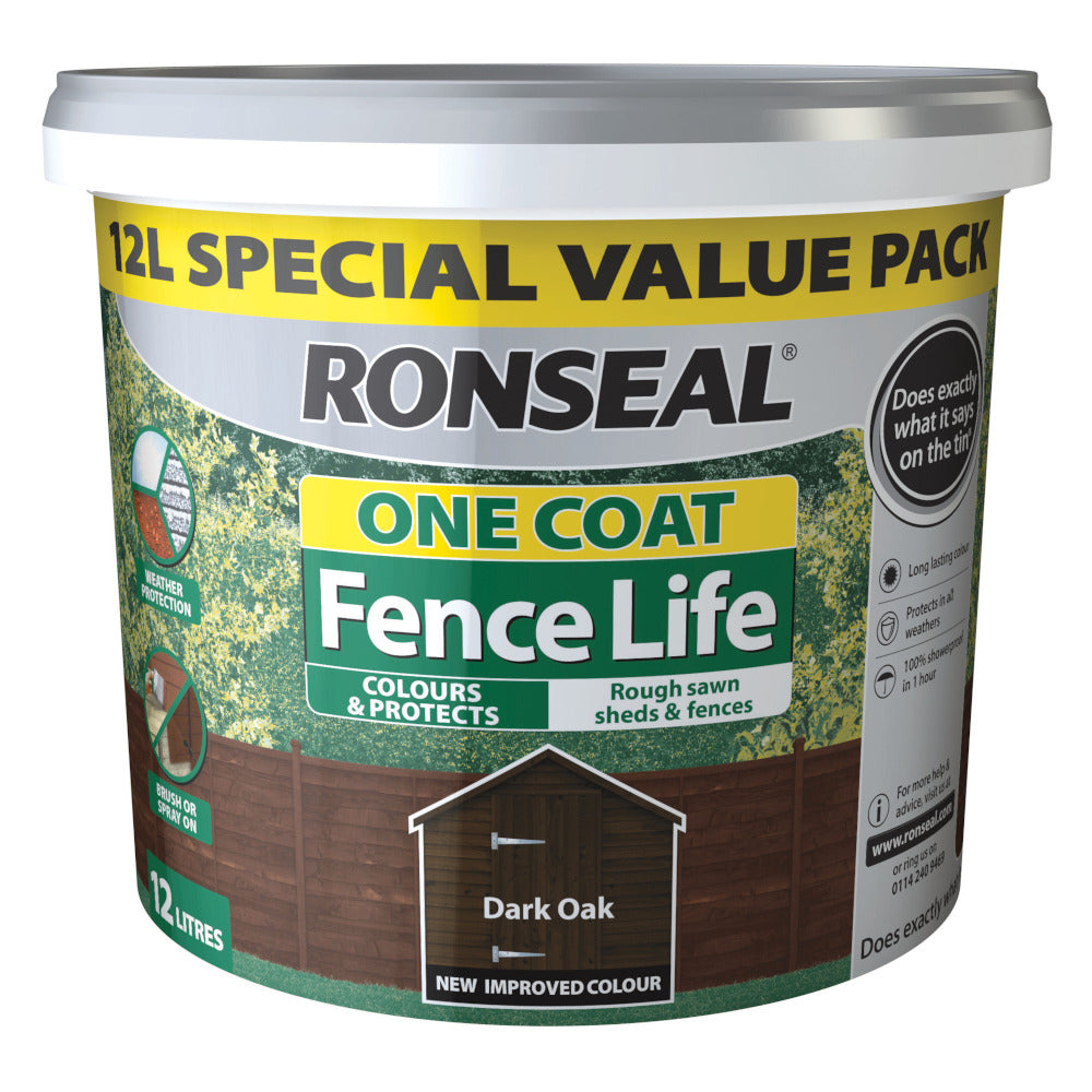Ronseal One Coat Fence Life Dark Oak 12L