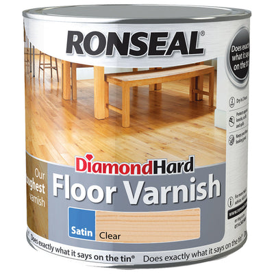Ronseal Diamond Hard Floor Varnish Clear Satin 2.5L