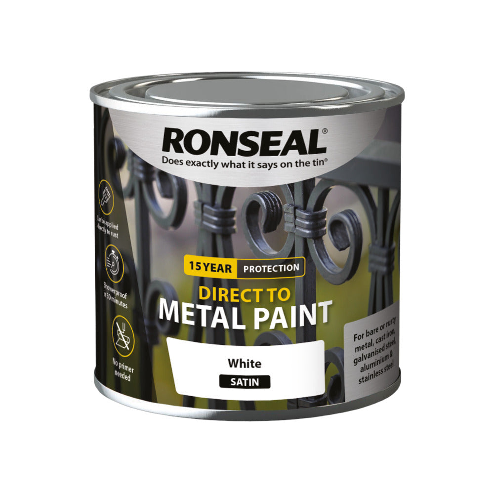 Ronseal Direct to Metal Paint White Satin 250ml