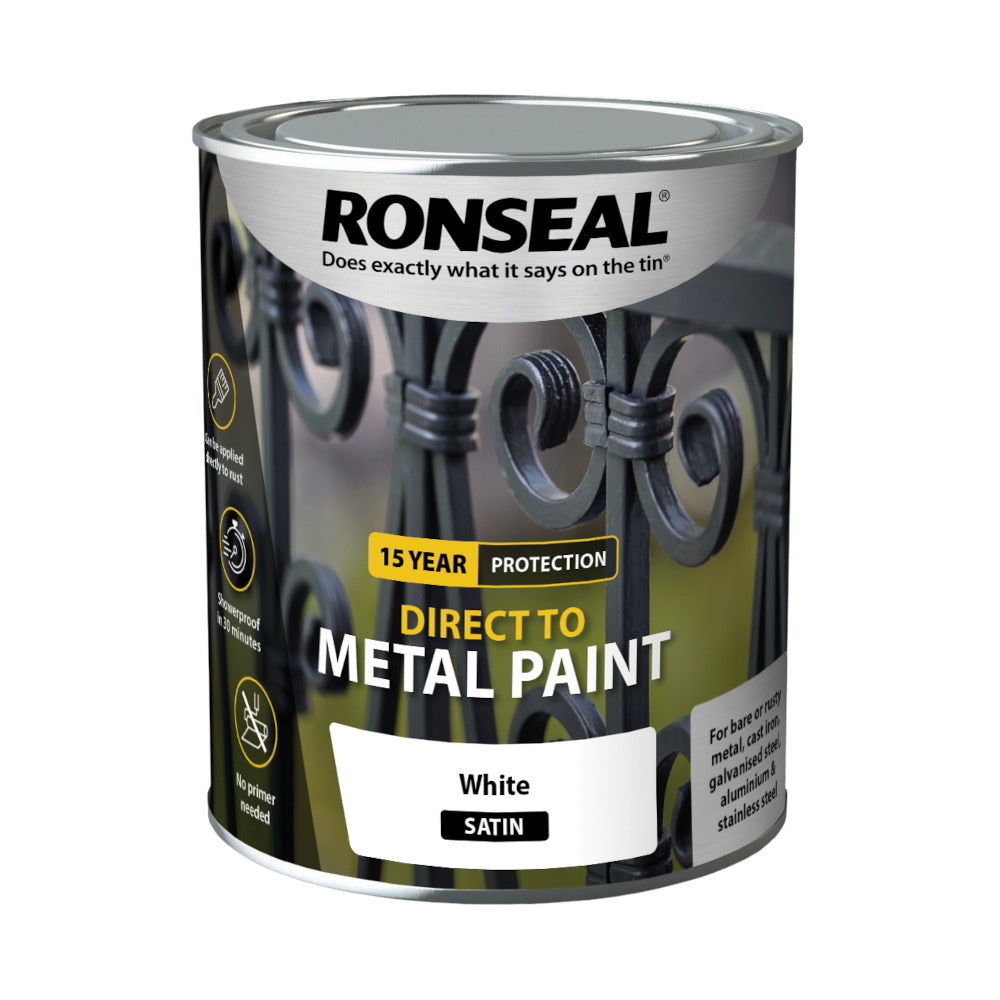 Ronseal Direct to Metal Paint White Satin 750ml