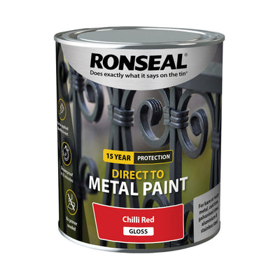 Ronseal Direct to Metal Paint Chilli Red Gloss 750ml