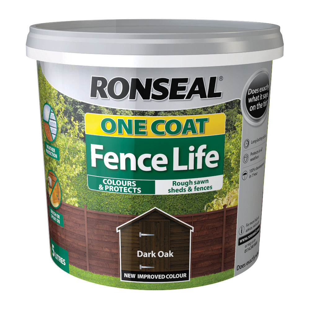 Ronseal One Coat Fence Life Dark Oak 5L