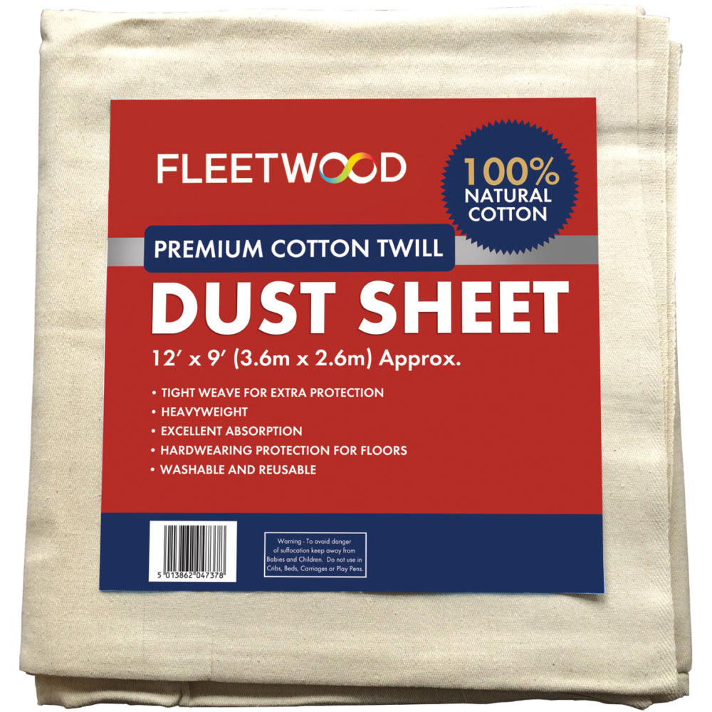 Fleetwood 12' x 9' Premium Cotton Twill Dust Sheet