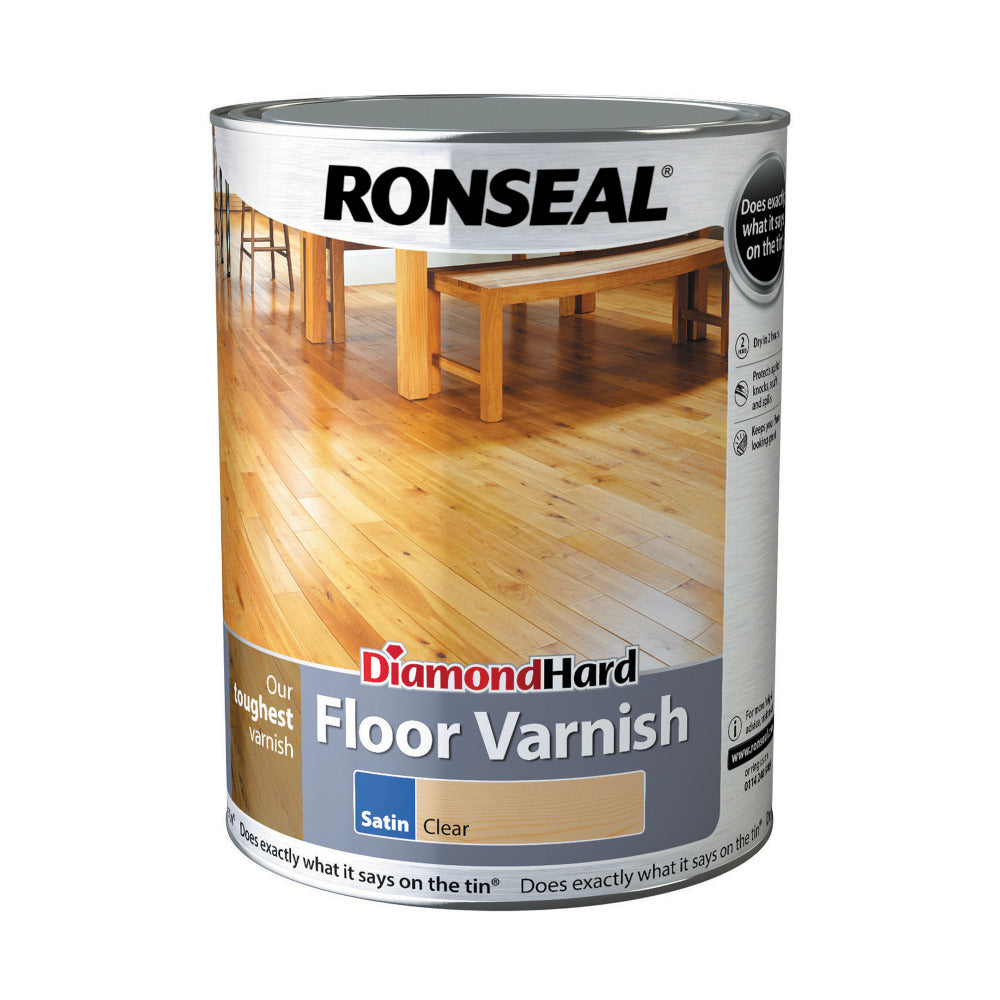 Ronseal Diamond Hard Floor Varnish Clear Satin 5L